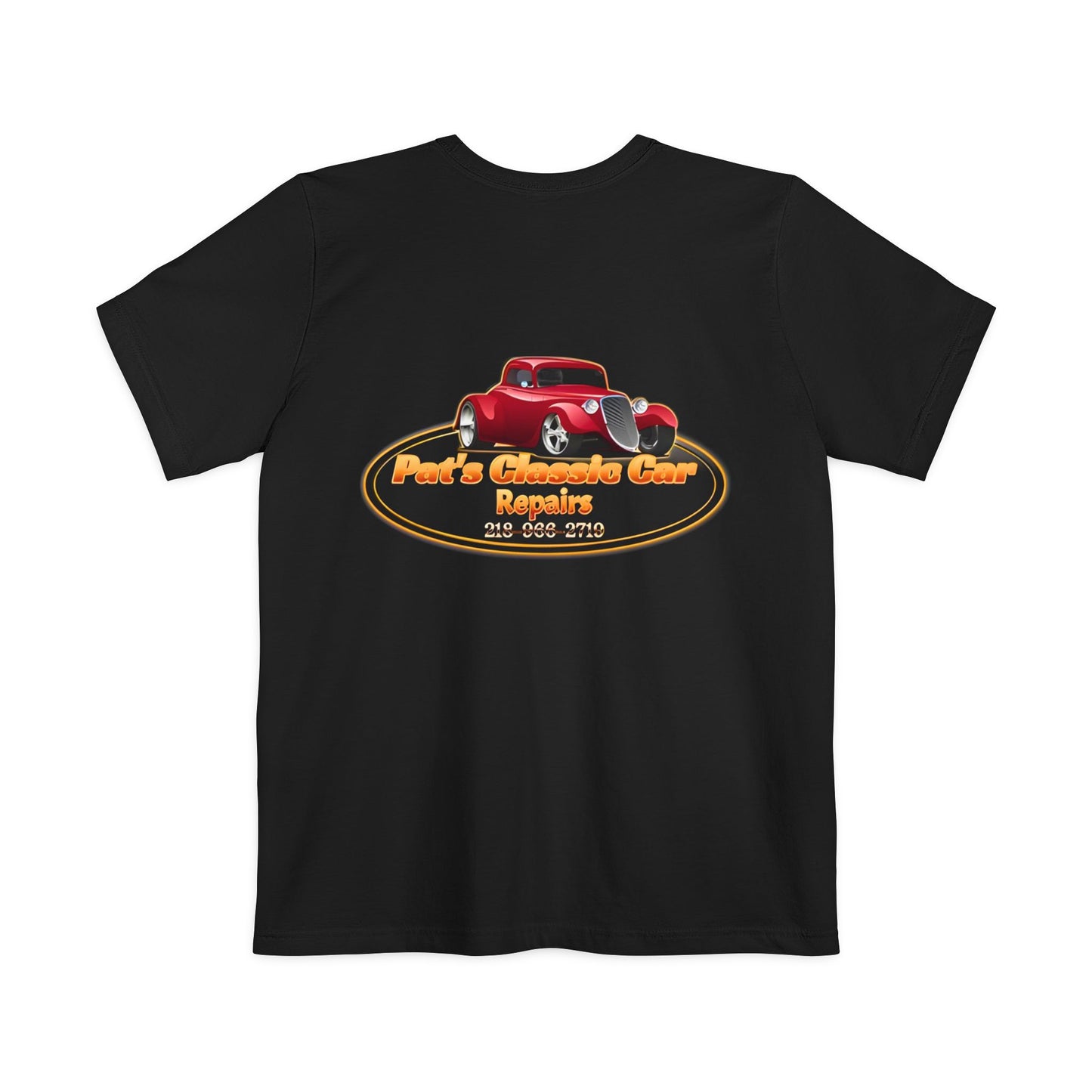 Personalized Unisex Pocket T-Shirt - Pat's Classic Car Repairs
