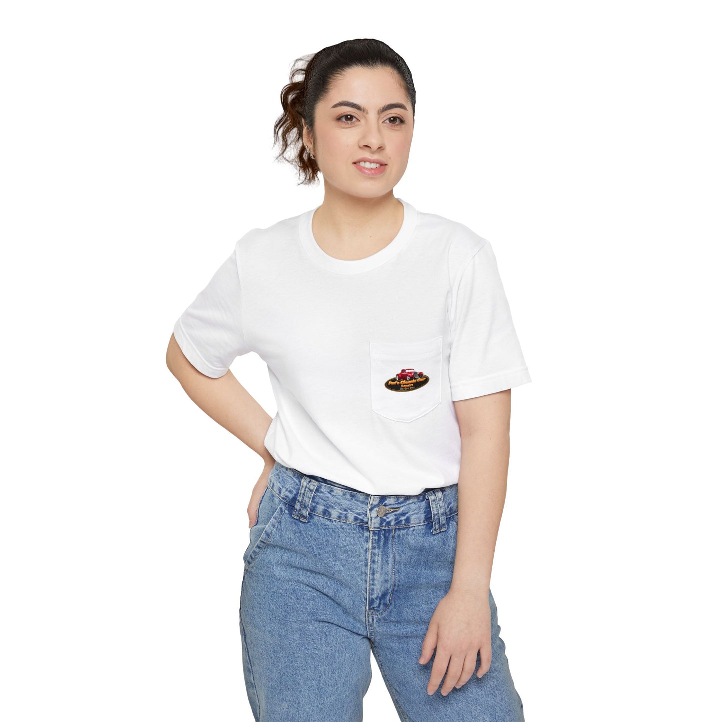 Personalized Unisex Pocket T-Shirt - Pat's Classic Car Repairs
