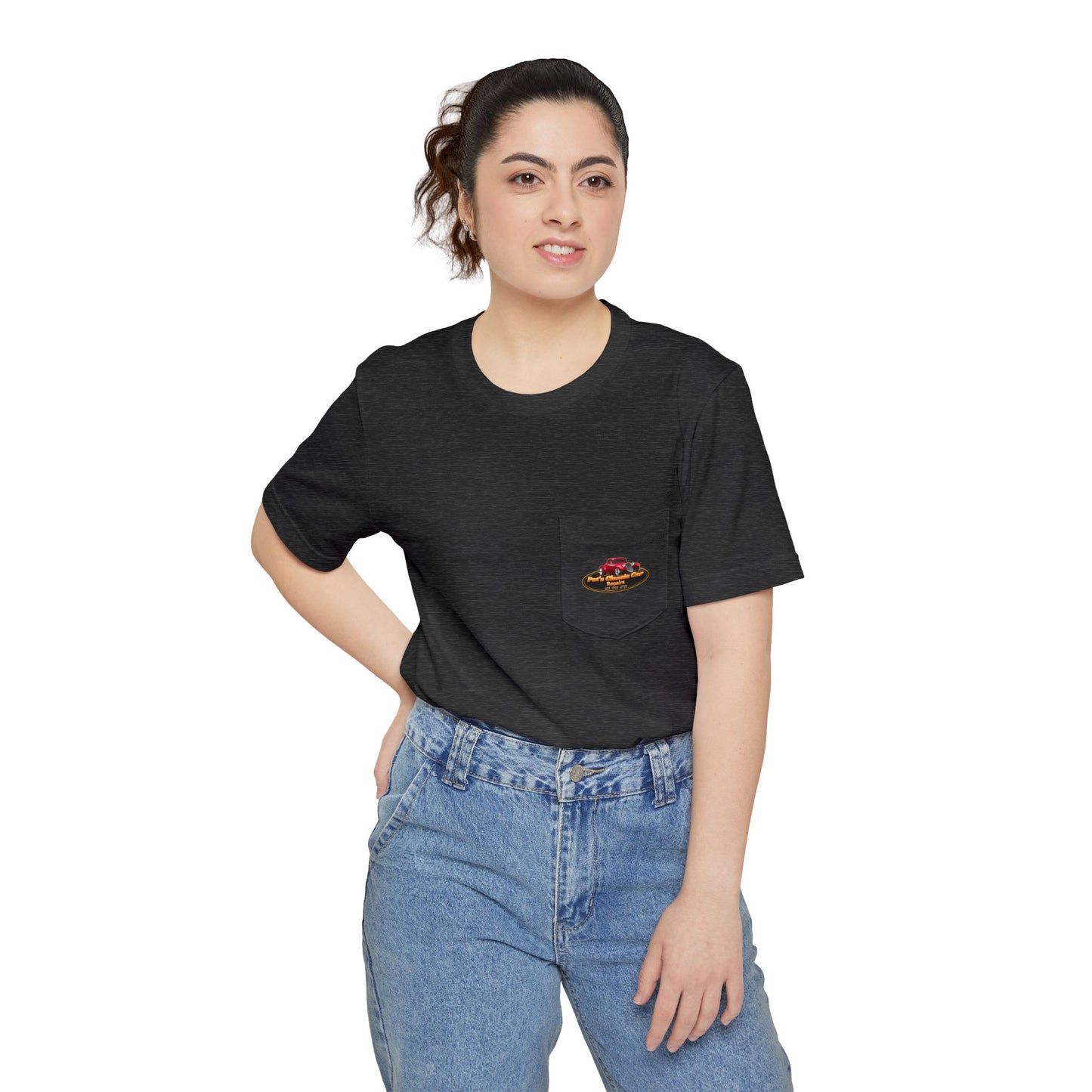 Personalized Unisex Pocket T-Shirt - Pat's Classic Car Repairs