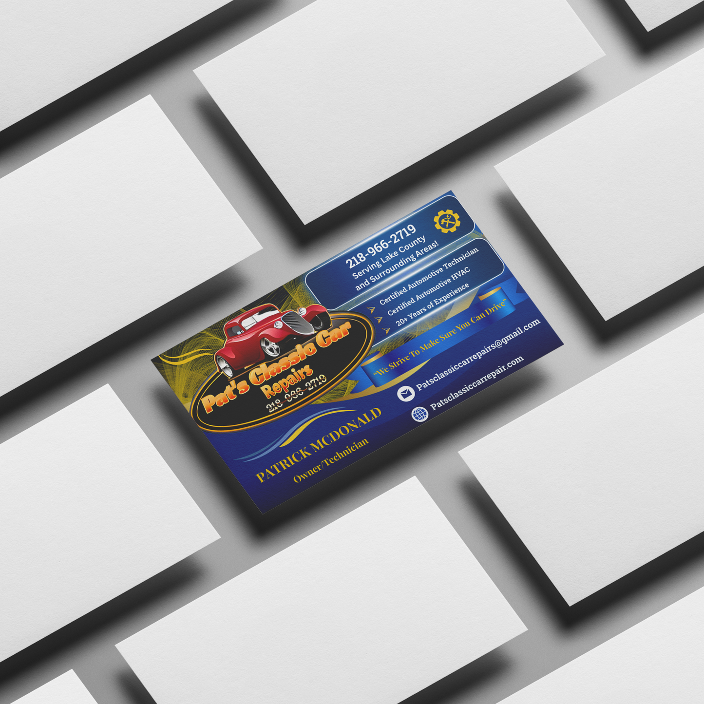 Professional Business Cards, Pat's Classic Car Repairs