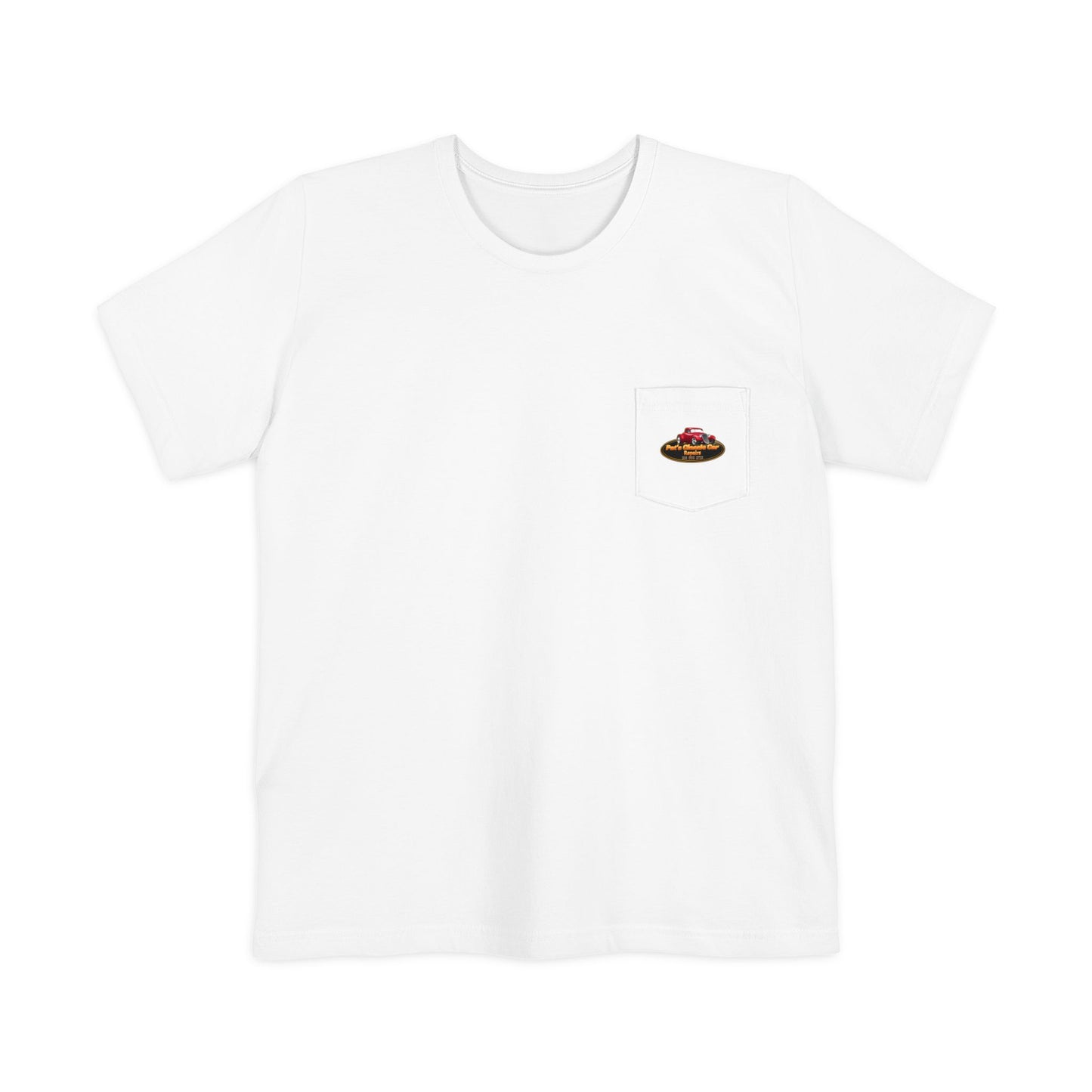 Personalized Unisex Pocket T-Shirt - Pat's Classic Car Repairs