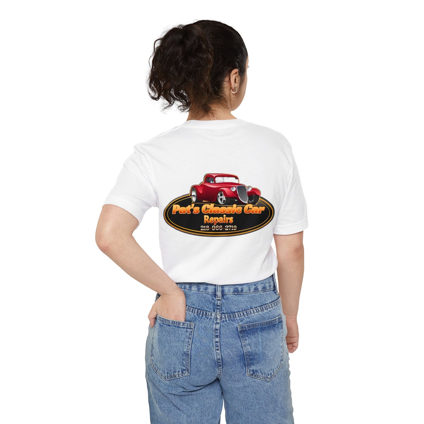 Personalized Unisex Pocket T-Shirt - Pat's Classic Car Repairs