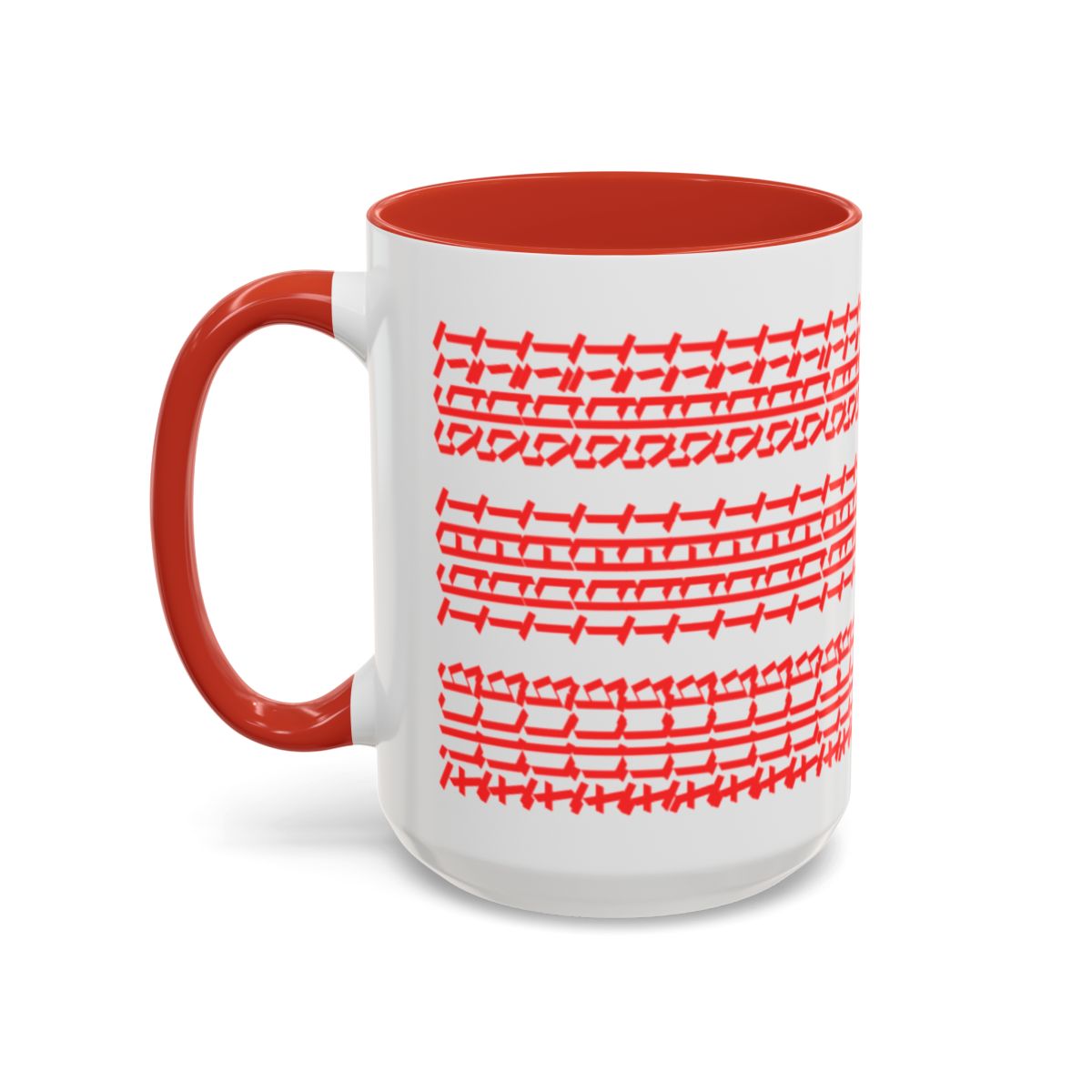 Humorous Hidden Message Color Accent Coffee Mug (15oz), Red Text