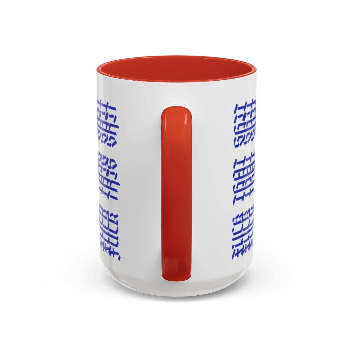 Humorous Hidden Message Color Accent Coffee Mug (15oz), Blue Text