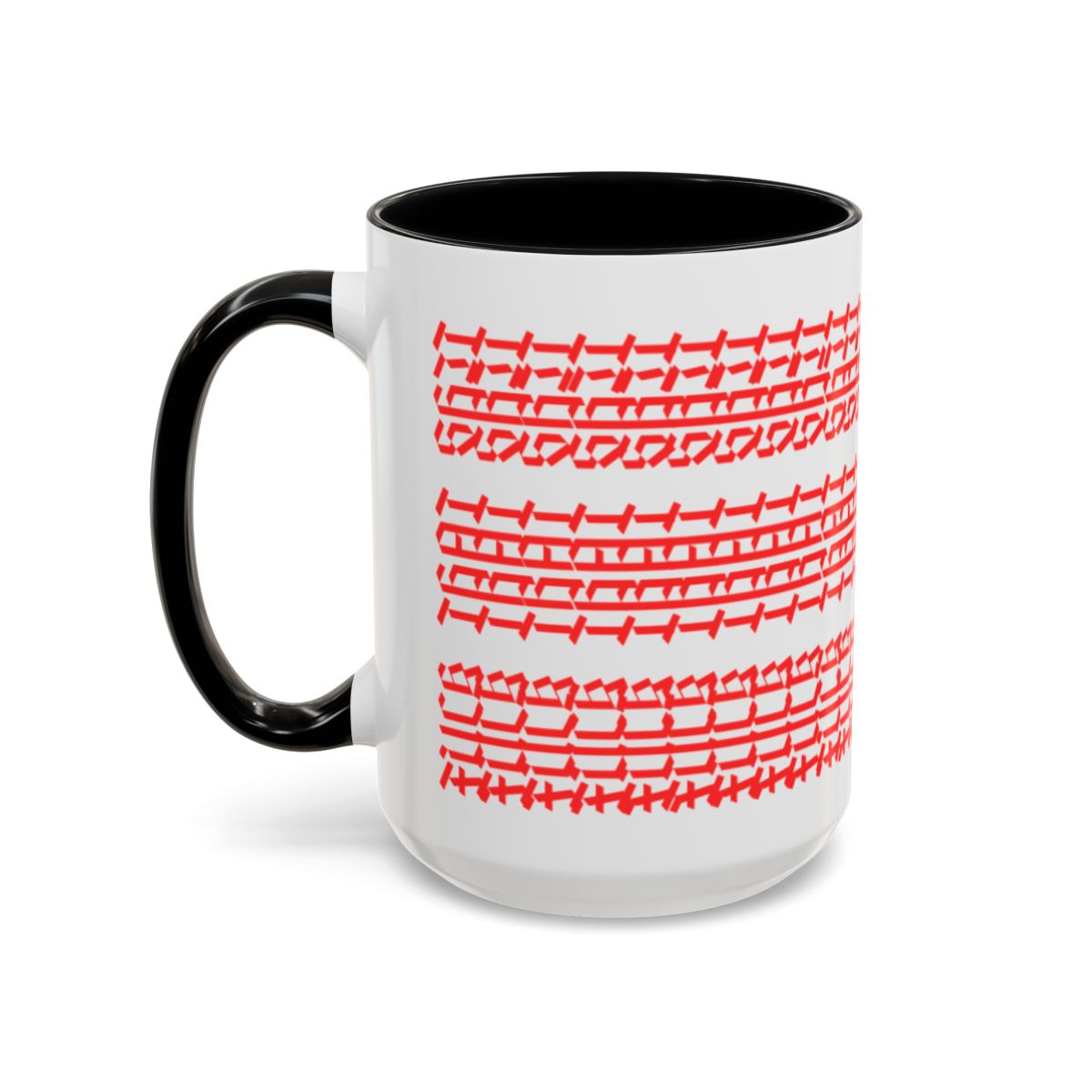 Humorous Hidden Message Color Accent Coffee Mug (15oz), Red Text