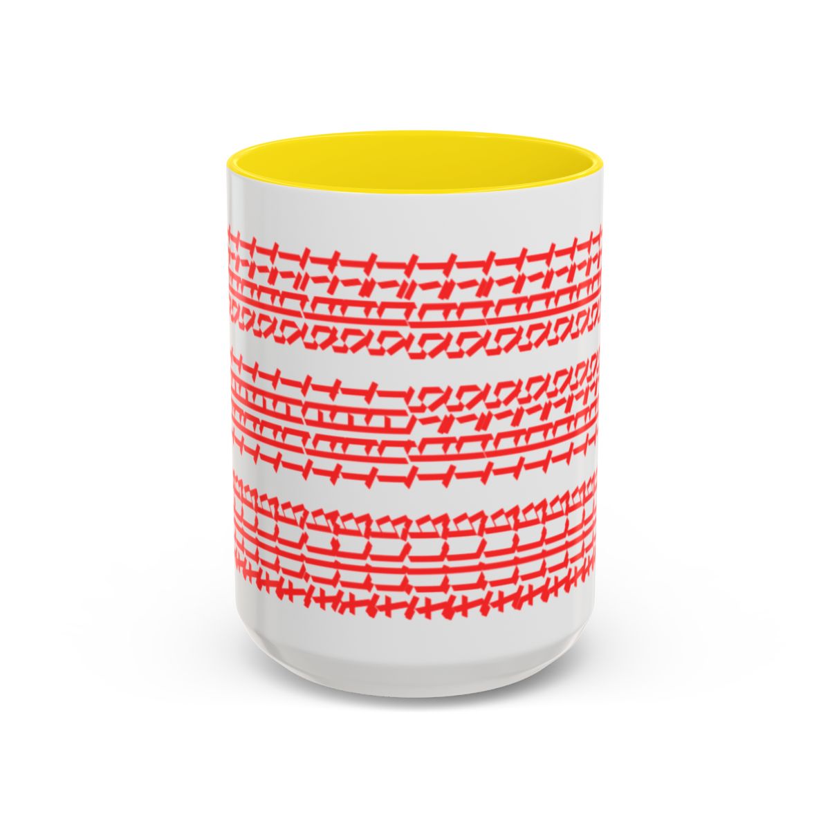 Humorous Hidden Message Color Accent Coffee Mug (15oz), Red Text