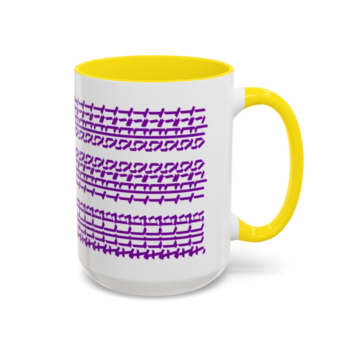 Humorous Hidden Message Color Accent Coffee Mug (15oz), Purple Text