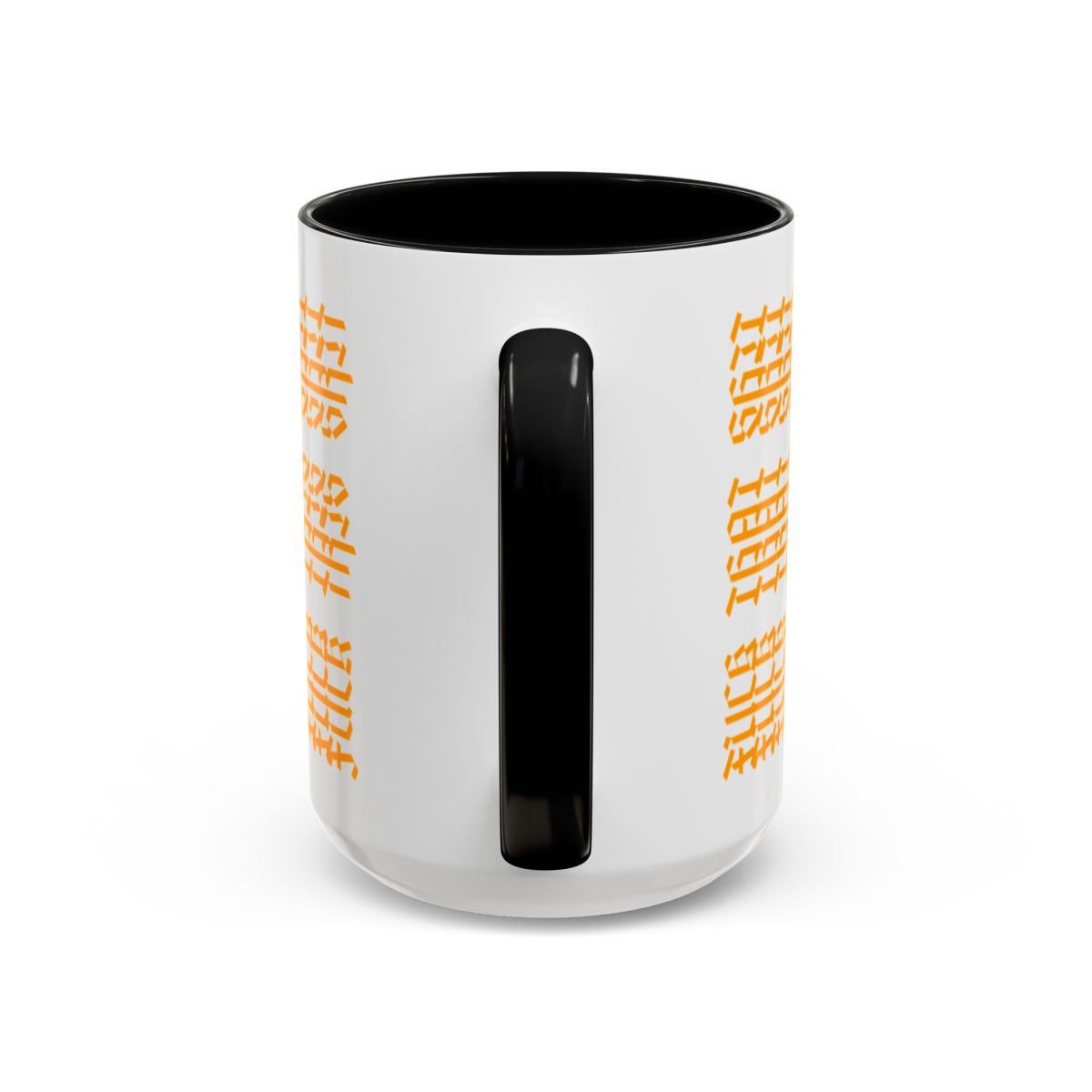 Humorous Hidden Message Color Accent Coffee Mug (15oz), Orange text