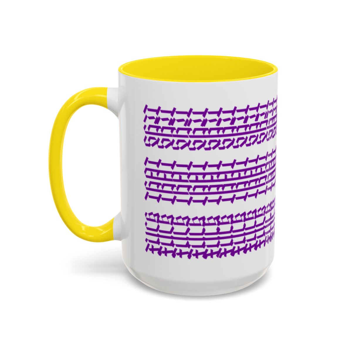Humorous Hidden Message Color Accent Coffee Mug (15oz), Purple Text