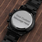 Eternal Precision: Engraved Men's Black Chronograph Watch