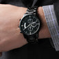 Eternal Precision: Engraved Men's Black Chronograph Watch