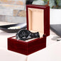 Eternal Precision: Engraved Men's Black Chronograph Watch