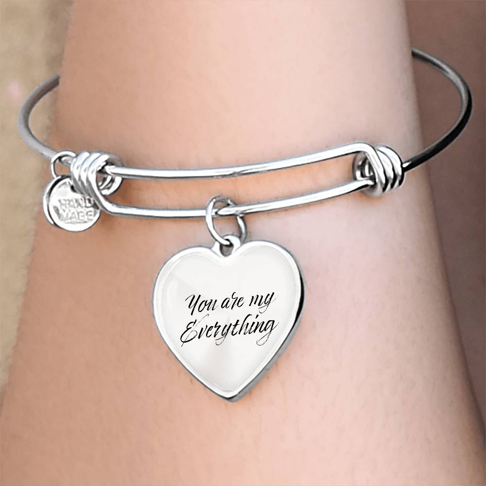 Heartfelt Elegance: Personalized Heart Pendant Bangle Bracelet
