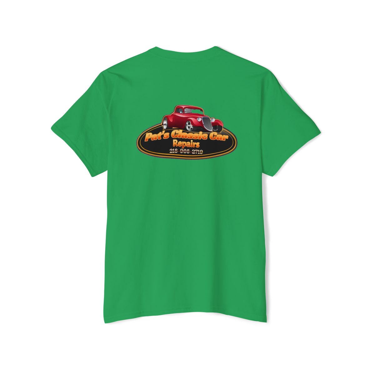 Unisex Heavy Cotton Pocket Tee, Personalized, Pat's Classic Car Repairs