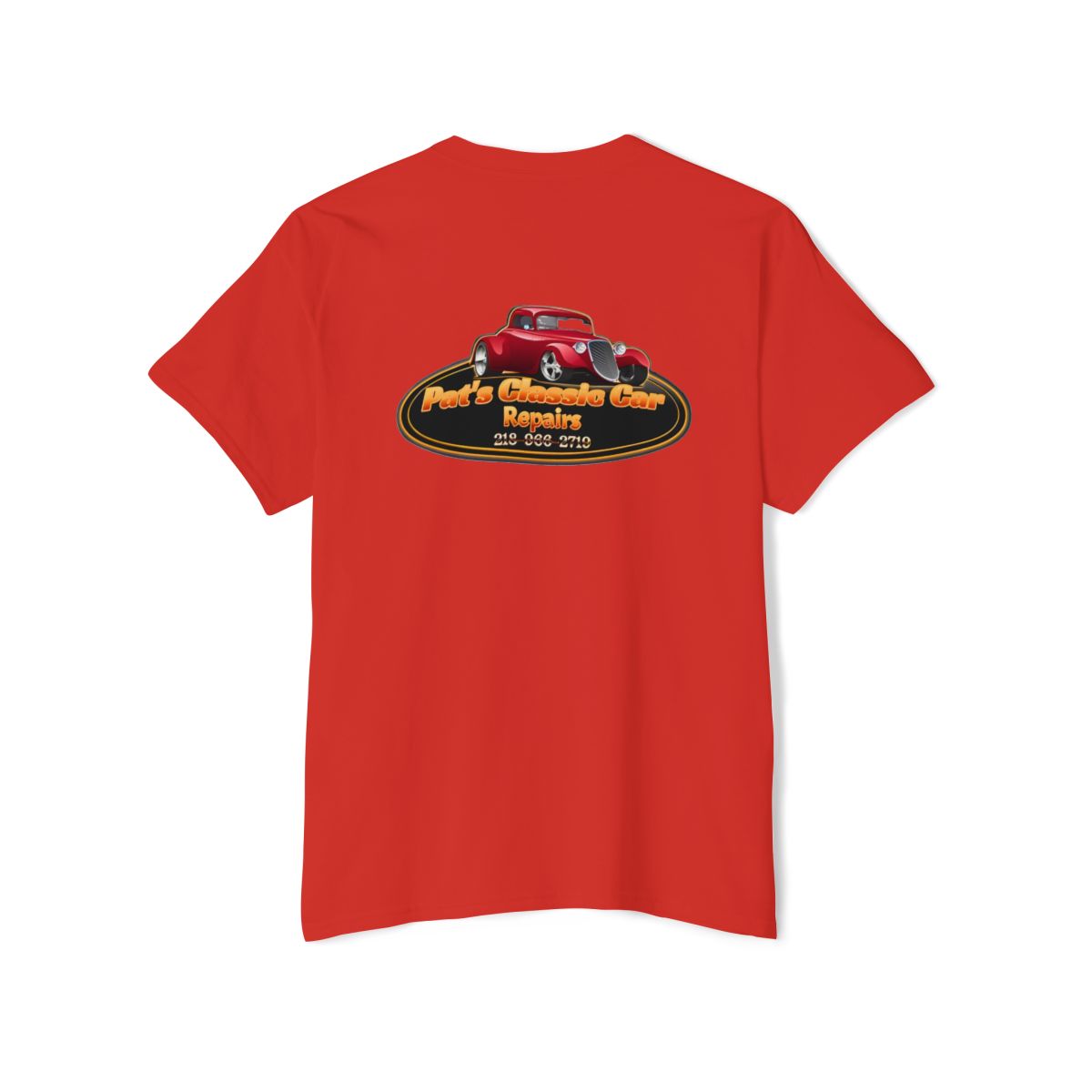 Unisex Heavy Cotton Pocket Tee, Personalized, Pat's Classic Car Repairs