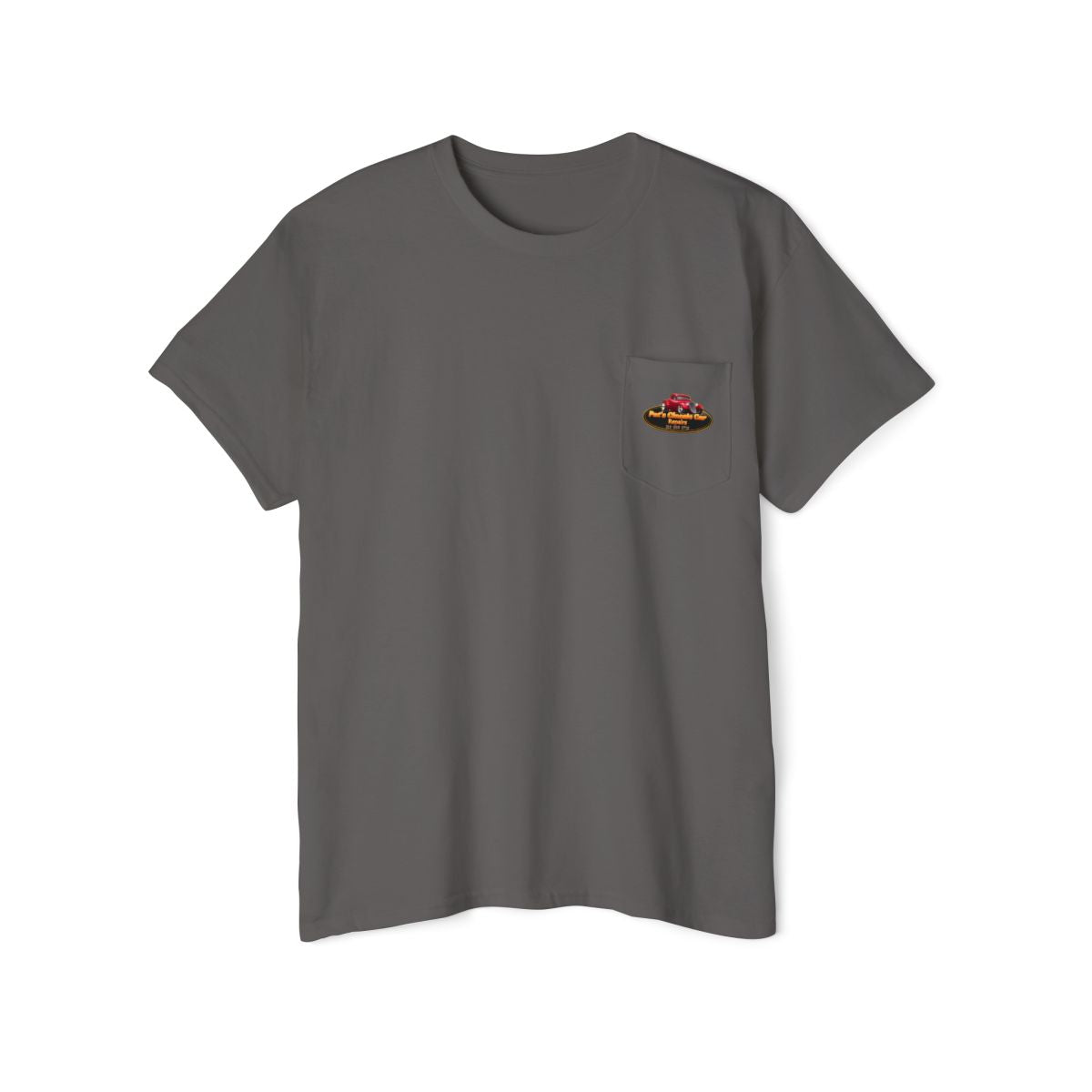 Unisex Heavy Cotton Pocket Tee, Personalized, Pat's Classic Car Repairs