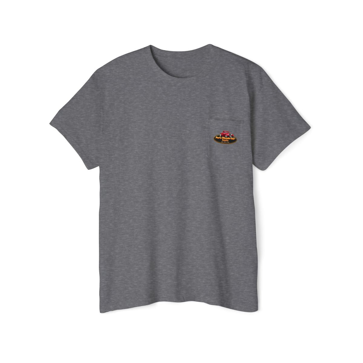 Unisex Heavy Cotton Pocket Tee, Personalized, Pat's Classic Car Repairs