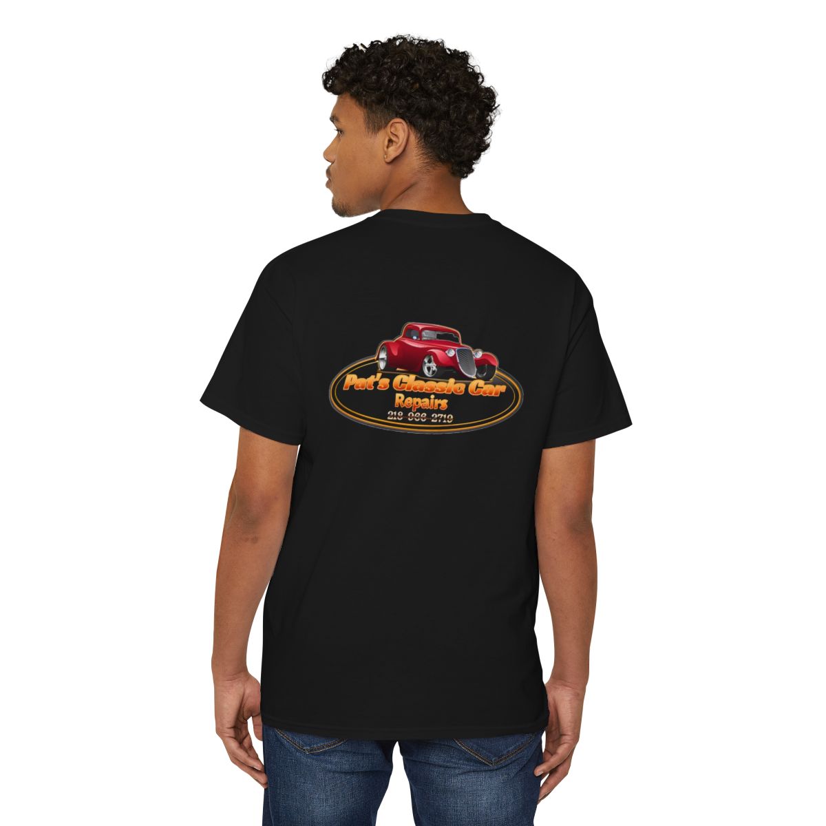 Unisex Heavy Cotton Pocket Tee, Personalized, Pat's Classic Car Repairs