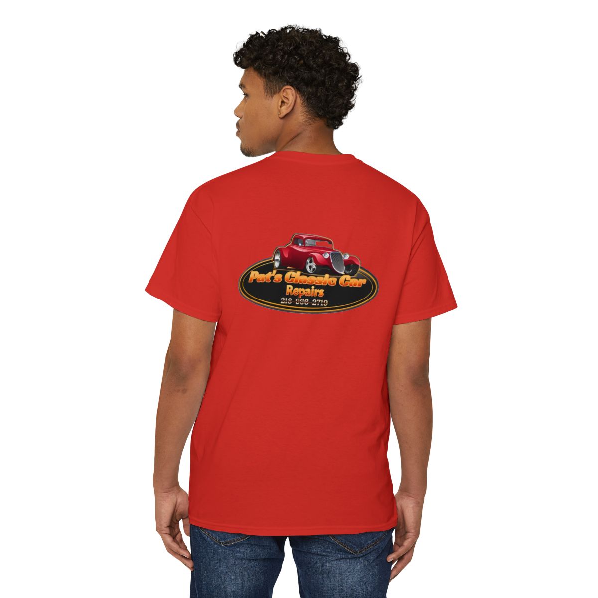 Unisex Heavy Cotton Pocket Tee, Personalized, Pat's Classic Car Repairs