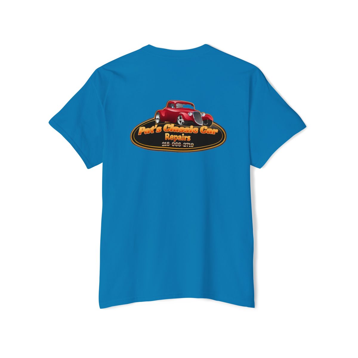Unisex Heavy Cotton Pocket Tee, Personalized, Pat's Classic Car Repairs