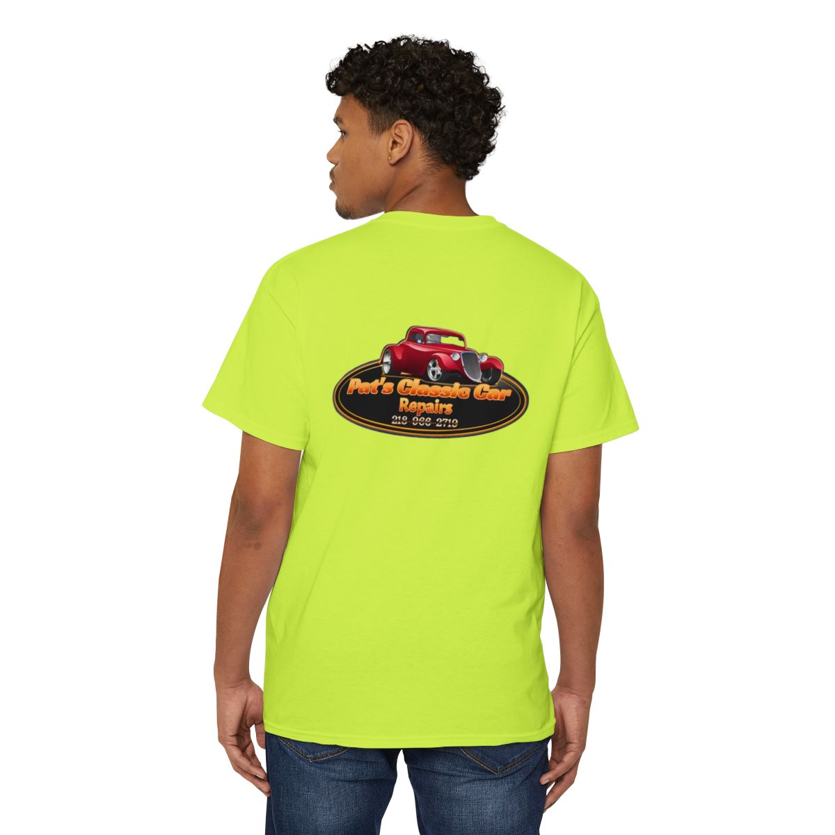 Unisex Heavy Cotton Pocket Tee, Personalized, Pat's Classic Car Repairs