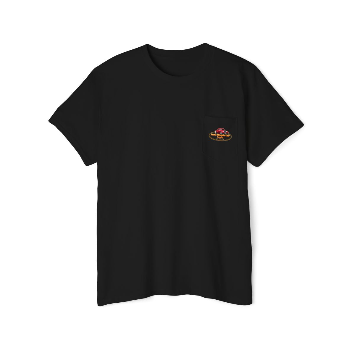 Unisex Heavy Cotton Pocket Tee, Personalized, Pat's Classic Car Repairs