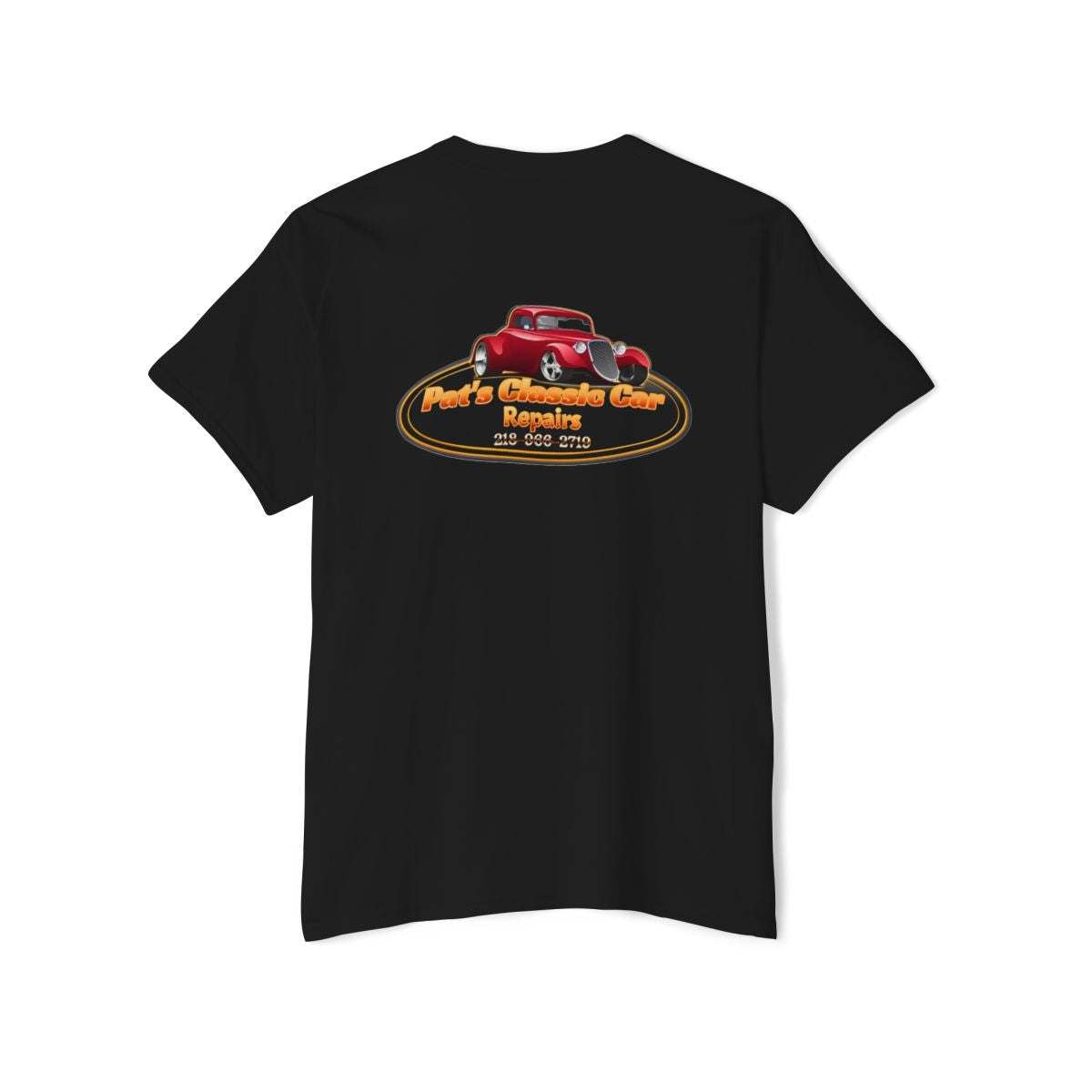 Unisex Heavy Cotton Pocket Tee, Personalized, Pat's Classic Car Repairs