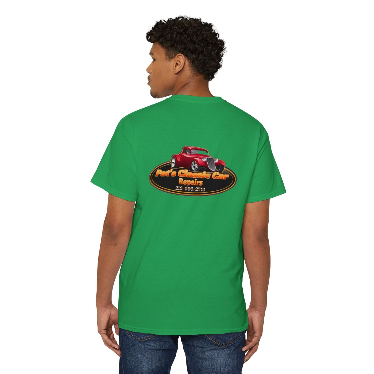 Unisex Heavy Cotton Pocket Tee, Personalized, Pat's Classic Car Repairs