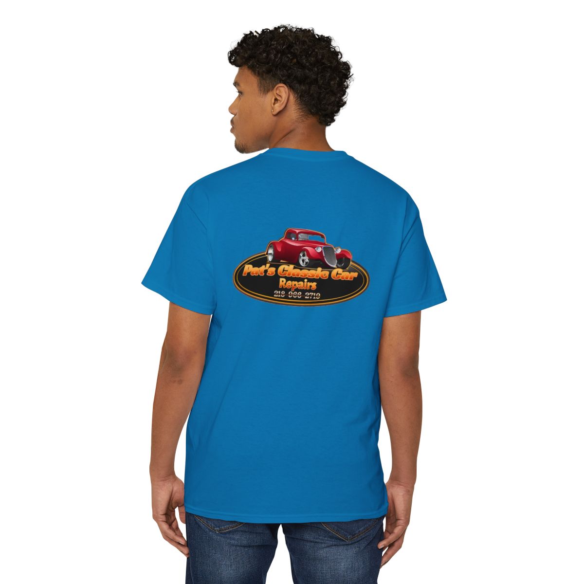 Unisex Heavy Cotton Pocket Tee, Personalized, Pat's Classic Car Repairs