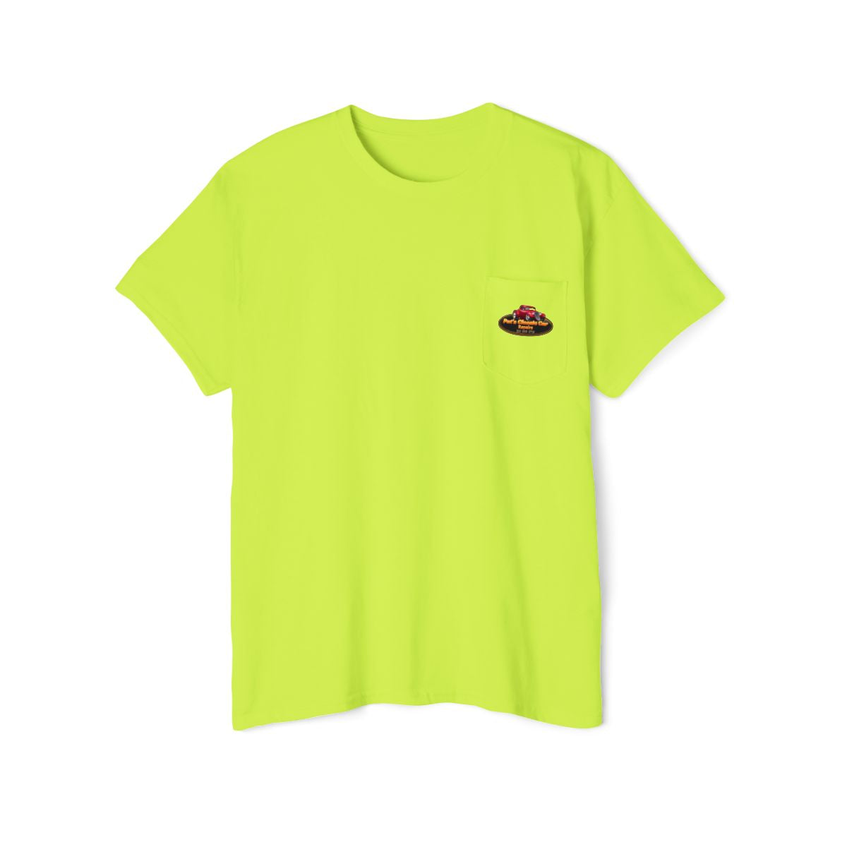 Unisex Heavy Cotton Pocket Tee, Personalized, Pat's Classic Car Repairs