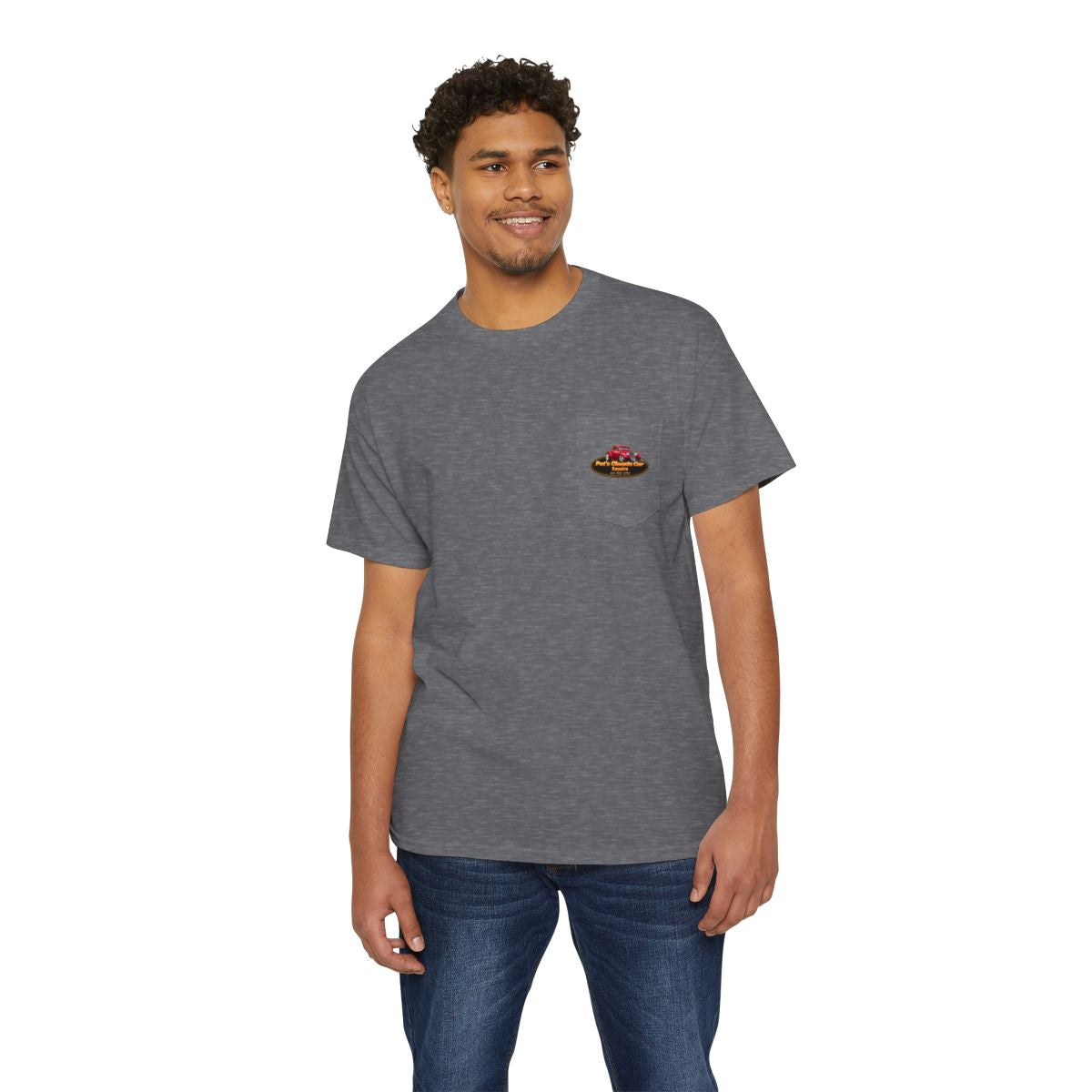 Unisex Heavy Cotton Pocket Tee, Personalized, Pat's Classic Car Repairs
