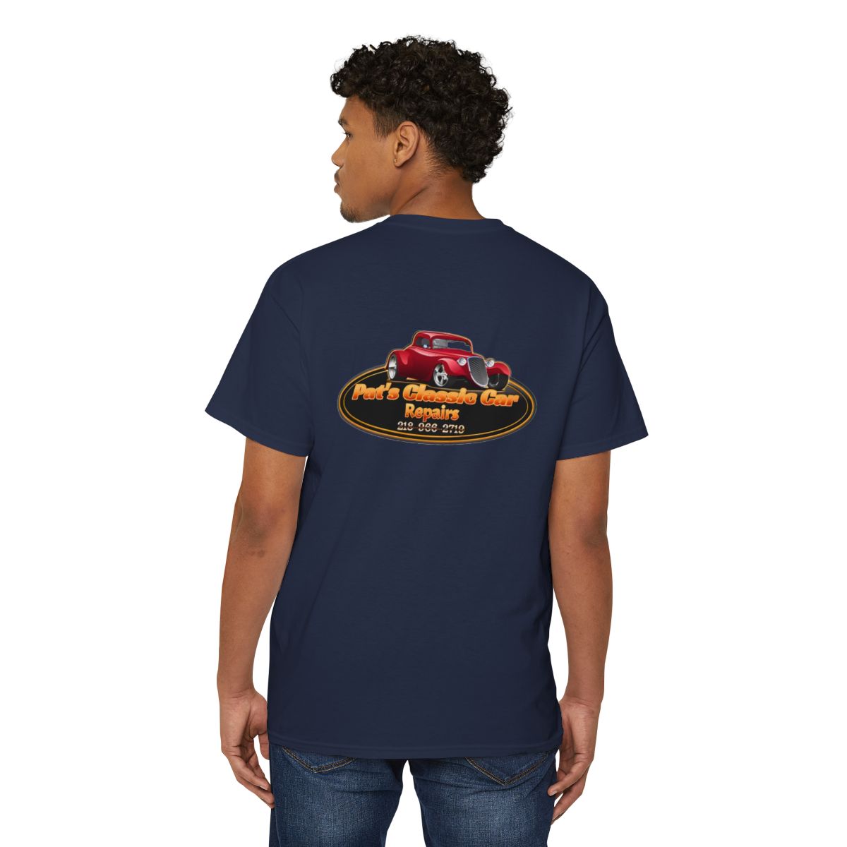 Unisex Heavy Cotton Pocket Tee, Personalized, Pat's Classic Car Repairs