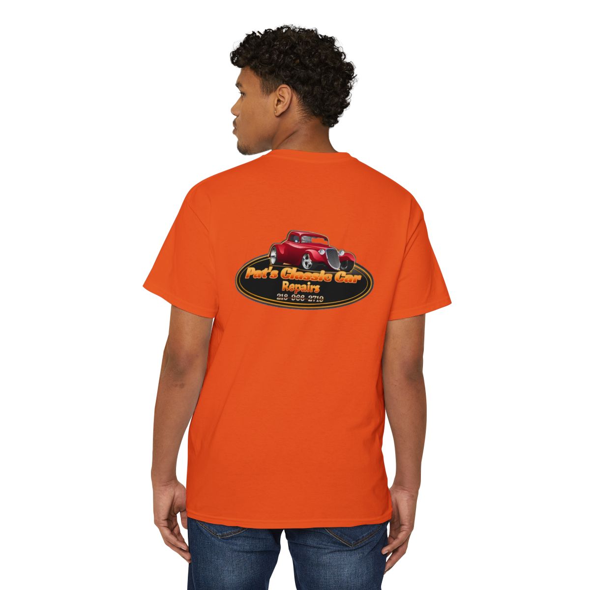 Unisex Heavy Cotton Pocket Tee, Personalized, Pat's Classic Car Repairs