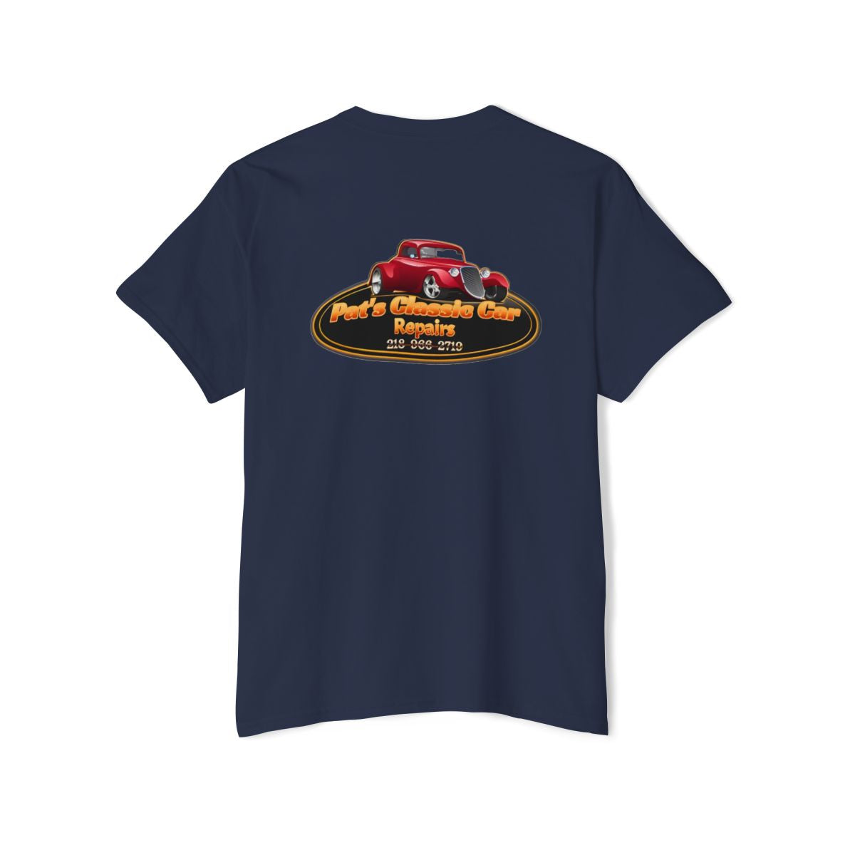 Unisex Heavy Cotton Pocket Tee, Personalized, Pat's Classic Car Repairs