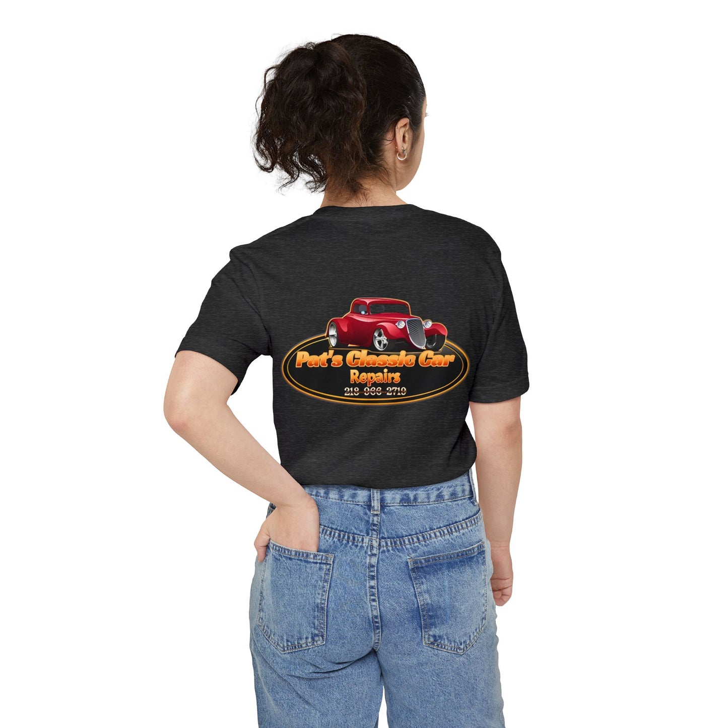 Personalized Unisex Pocket T-Shirt - Pat's Classic Car Repairs