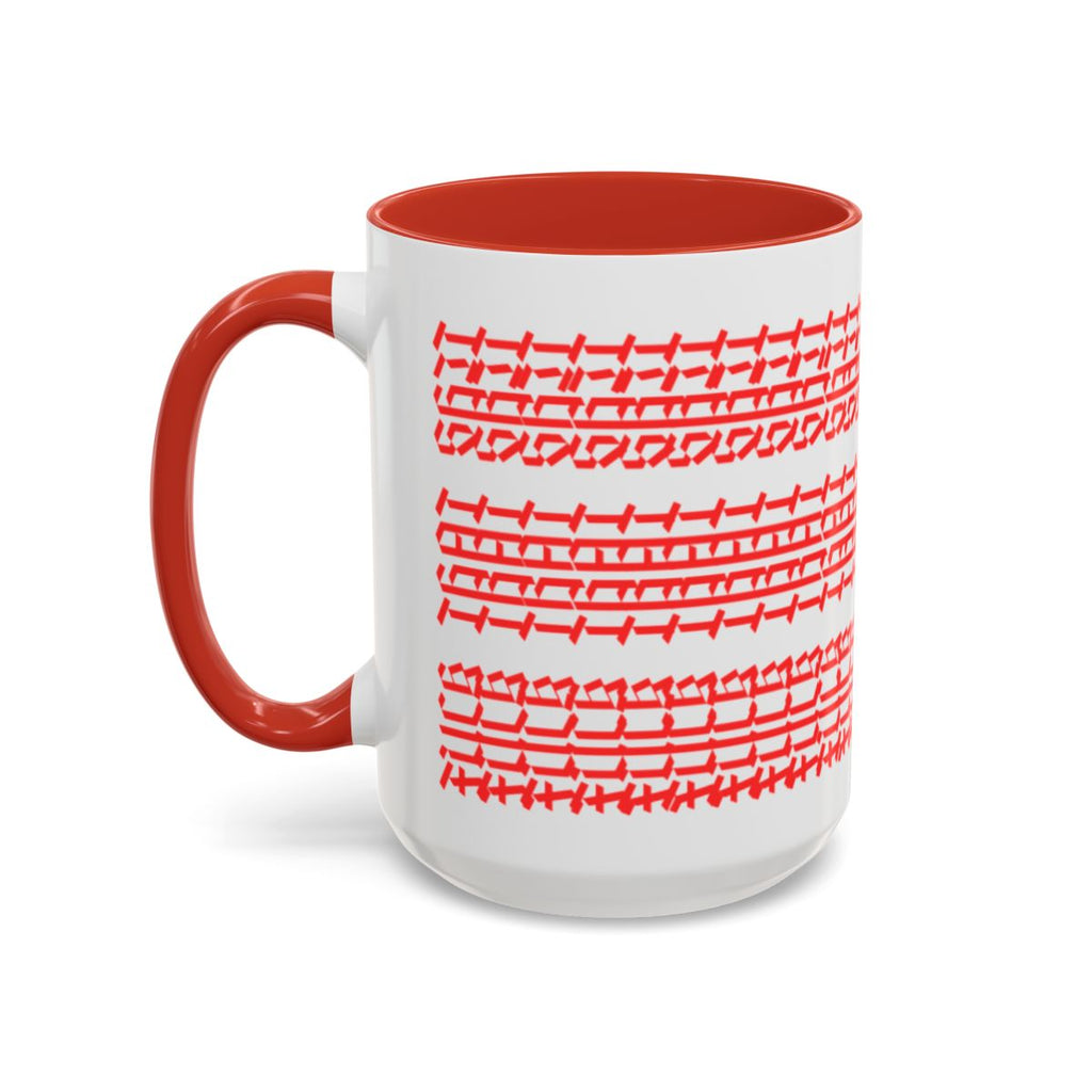 Humorous Hidden Message Color Accent Coffee Mug (15oz), Red Text