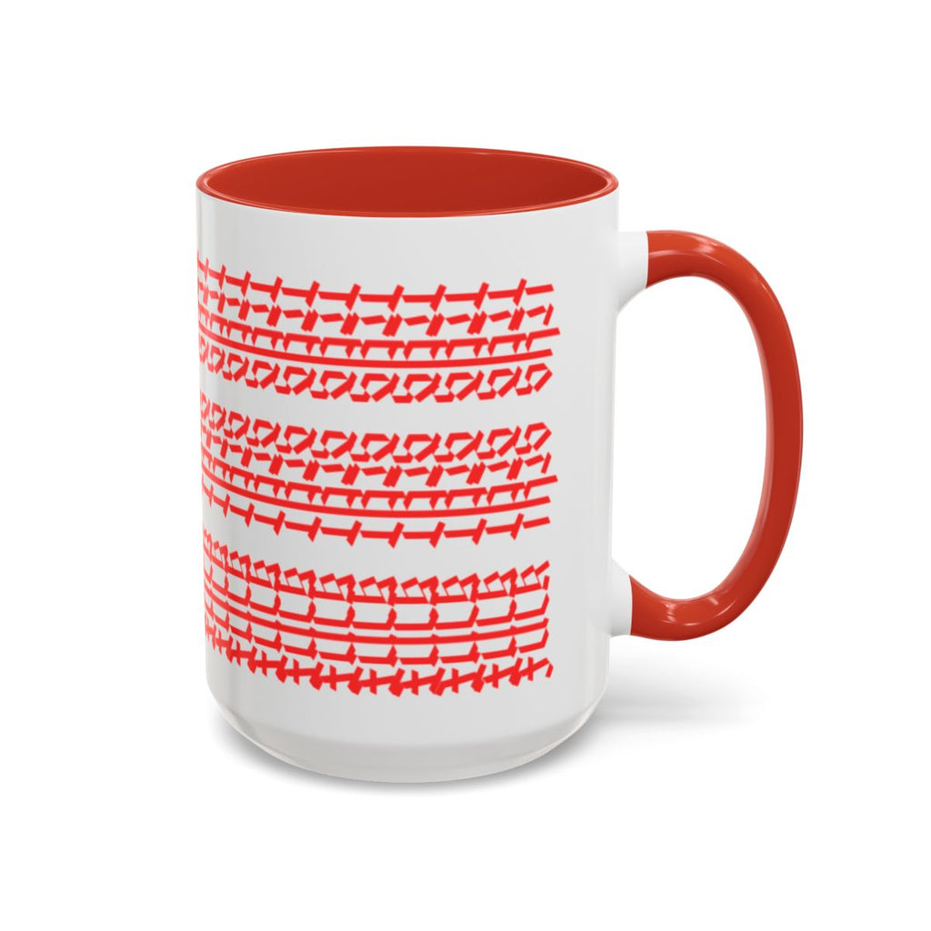 Humorous Hidden Message Color Accent Coffee Mug (15oz), Red Text