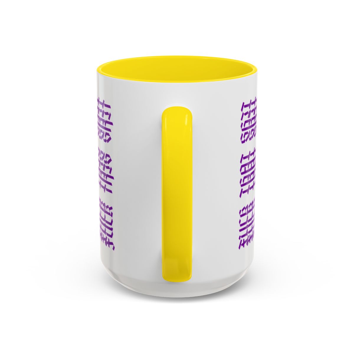 Humorous Hidden Message Color Accent Coffee Mug (15oz), Purple Text