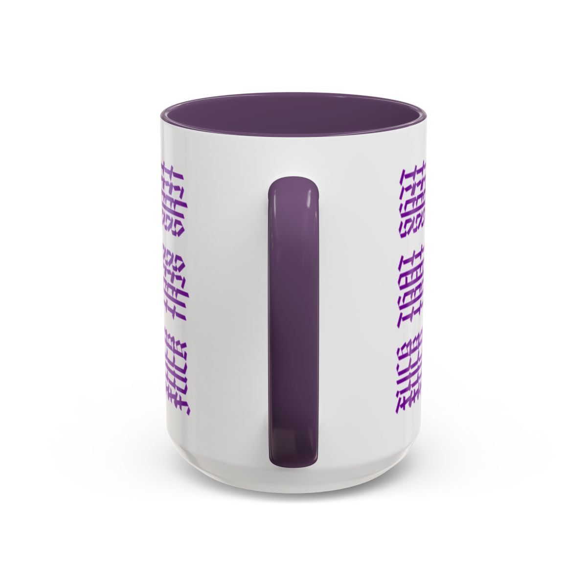 Humorous Hidden Message Color Accent Coffee Mug (15oz), Purple Text