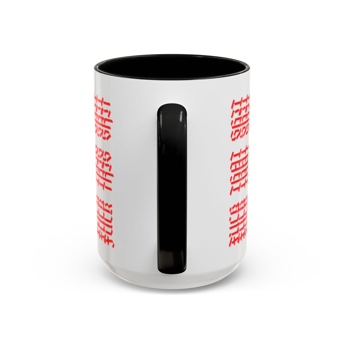 Humorous Hidden Message Color Accent Coffee Mug (15oz), Red Text
