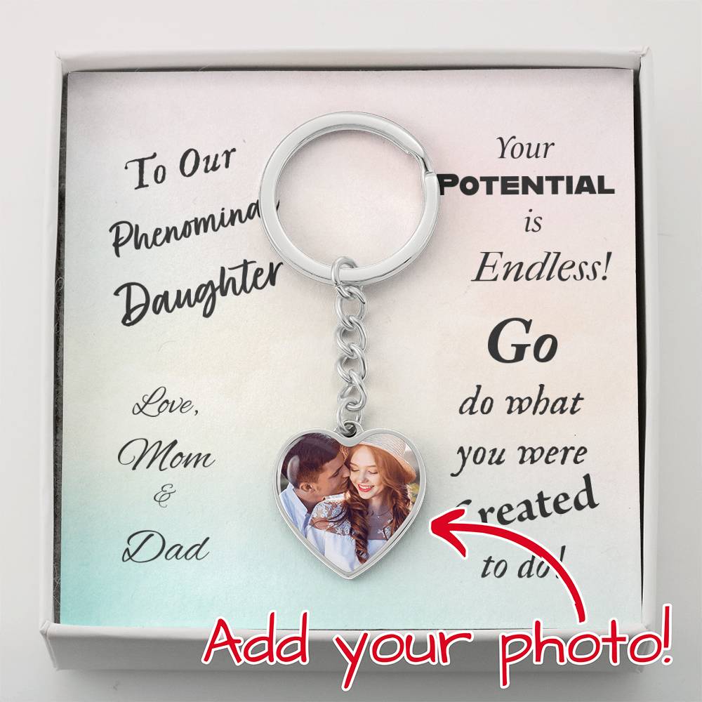Luxury Personalized Photo Heart Keychain