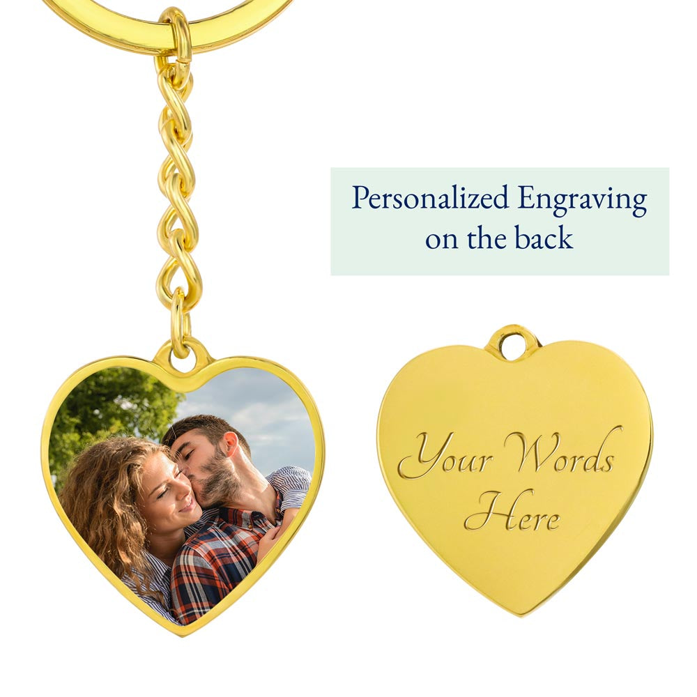 Luxury Personalized Photo Heart Keychain