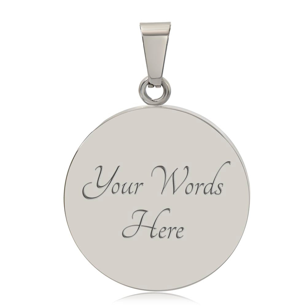 Infinite Moments Engraved Circle Pendant Necklace
