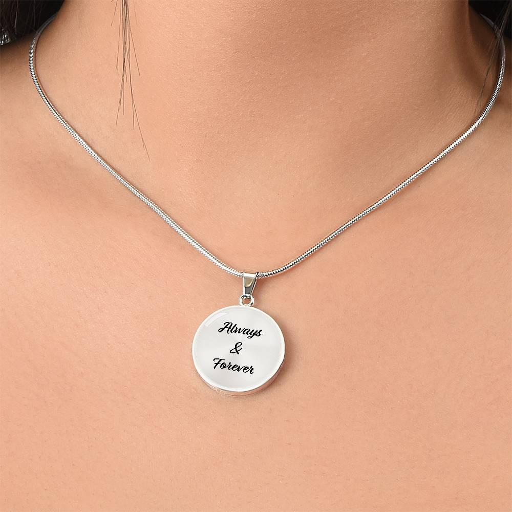 Infinite Moments Engraved Circle Pendant Necklace