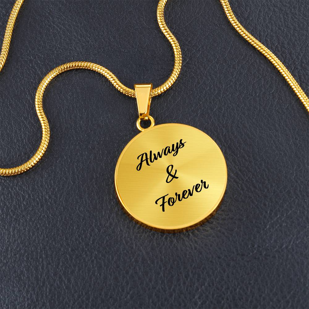 Infinite Moments Engraved Circle Pendant Necklace