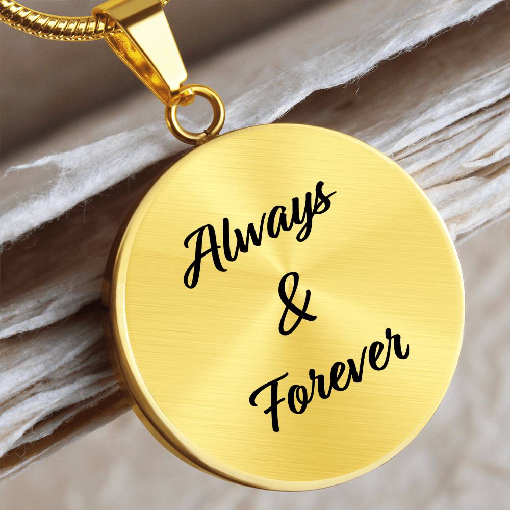 Infinite Moments Engraved Circle Pendant Necklace