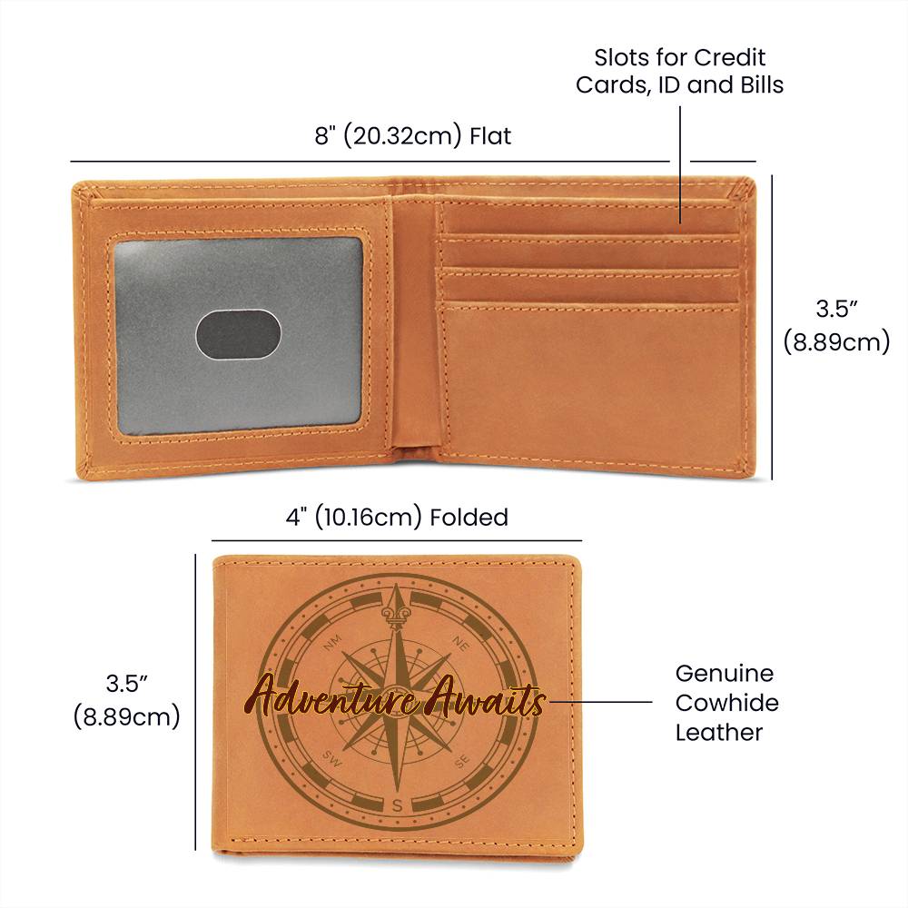 Timeless Elegance: Personalized Leather Men's Wallet - Adventure Awaits Signature Design