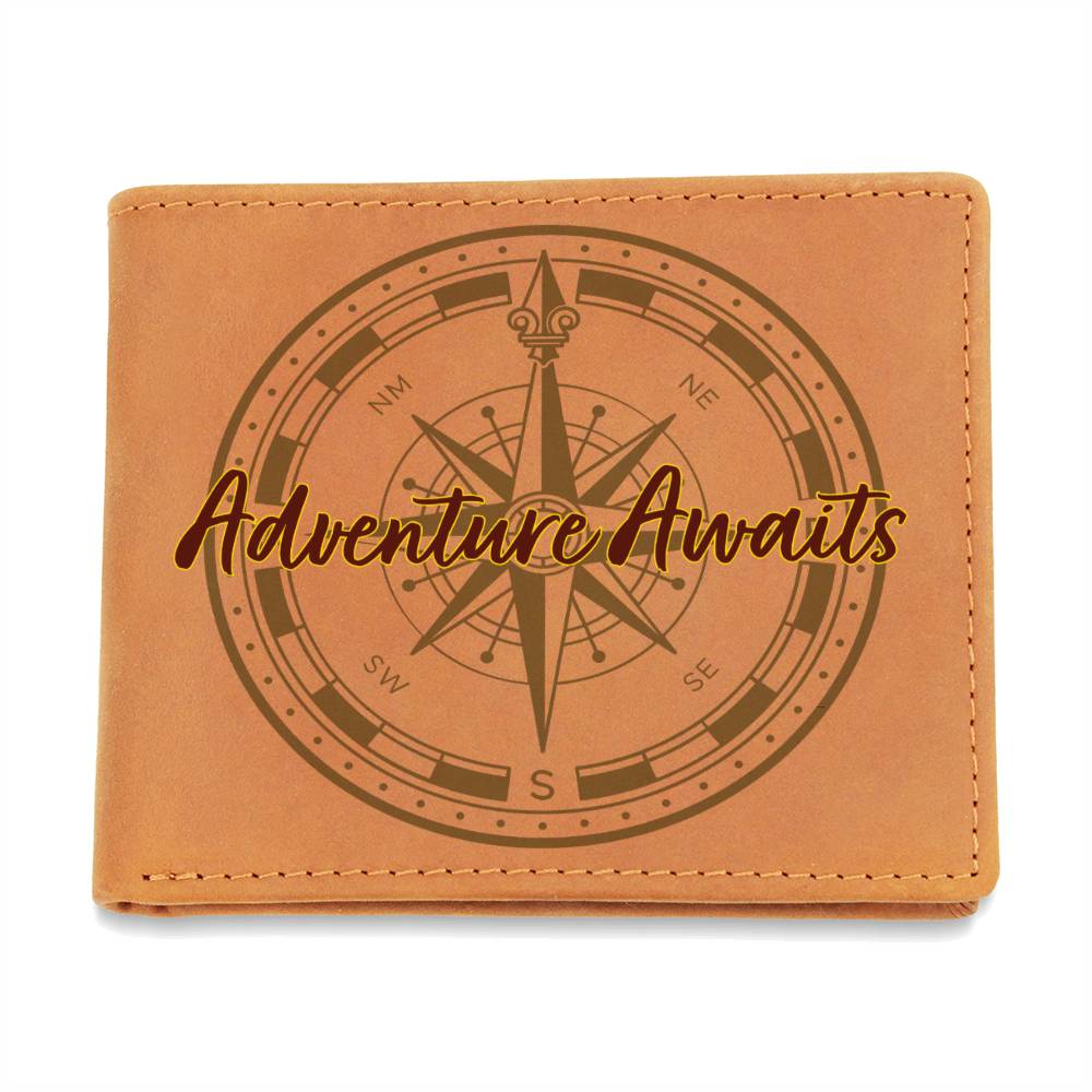 Timeless Elegance: Personalized Leather Men's Wallet - Adventure Awaits Signature Design