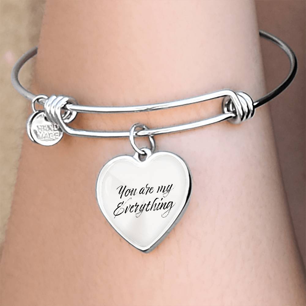 Heartfelt Elegance: Personalized Heart Pendant Bangle Bracelet