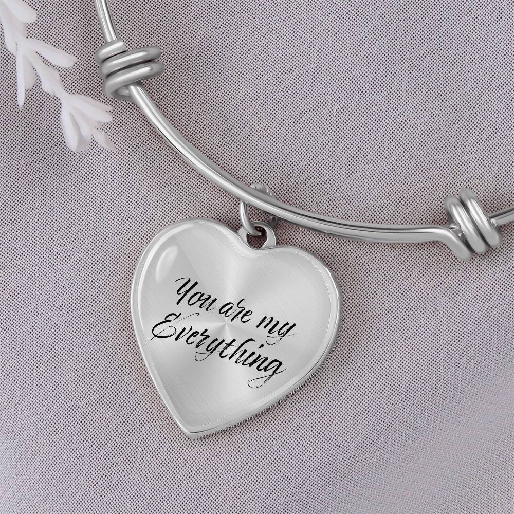 Heartfelt Elegance: Personalized Heart Pendant Bangle Bracelet